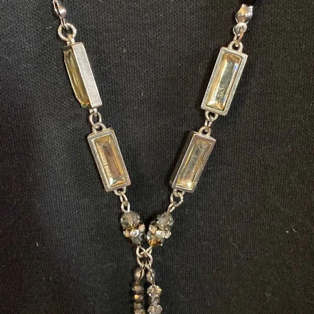 Anne Taylor loft long black crystal tassel necklace
